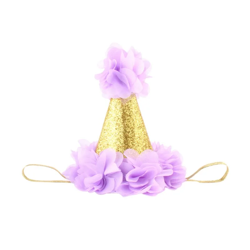 

Birthday Party Head Wear Handmade Infant Newborn Glitter Crown Flower Headband For Baby Girls Kids Band Hair Accessories QF