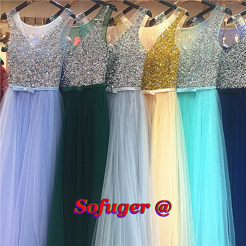 

16 Bling Beads Tulle Evening Prom Dresses Bow Special Occasion Formal Party Graduate Vestidos De Gala Fiesta