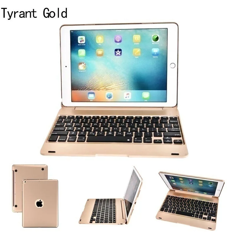 Ipad pro и Air2 раскладушка Bluetooth клавиатура чехол Air2, портативная клавиатура iPad беспроводная Bluetooth подключение зарядка - Цвет: gold