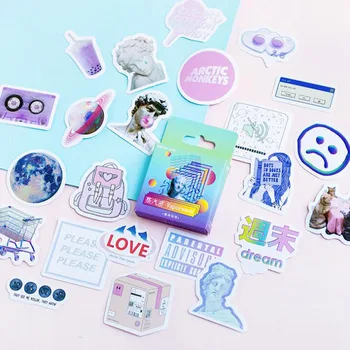 

46pcs Cute Creative Steam Wave Boxed Sticker DIY Decoration Diary Scrapbook Travel Album Label Children Stickers Gift Friends