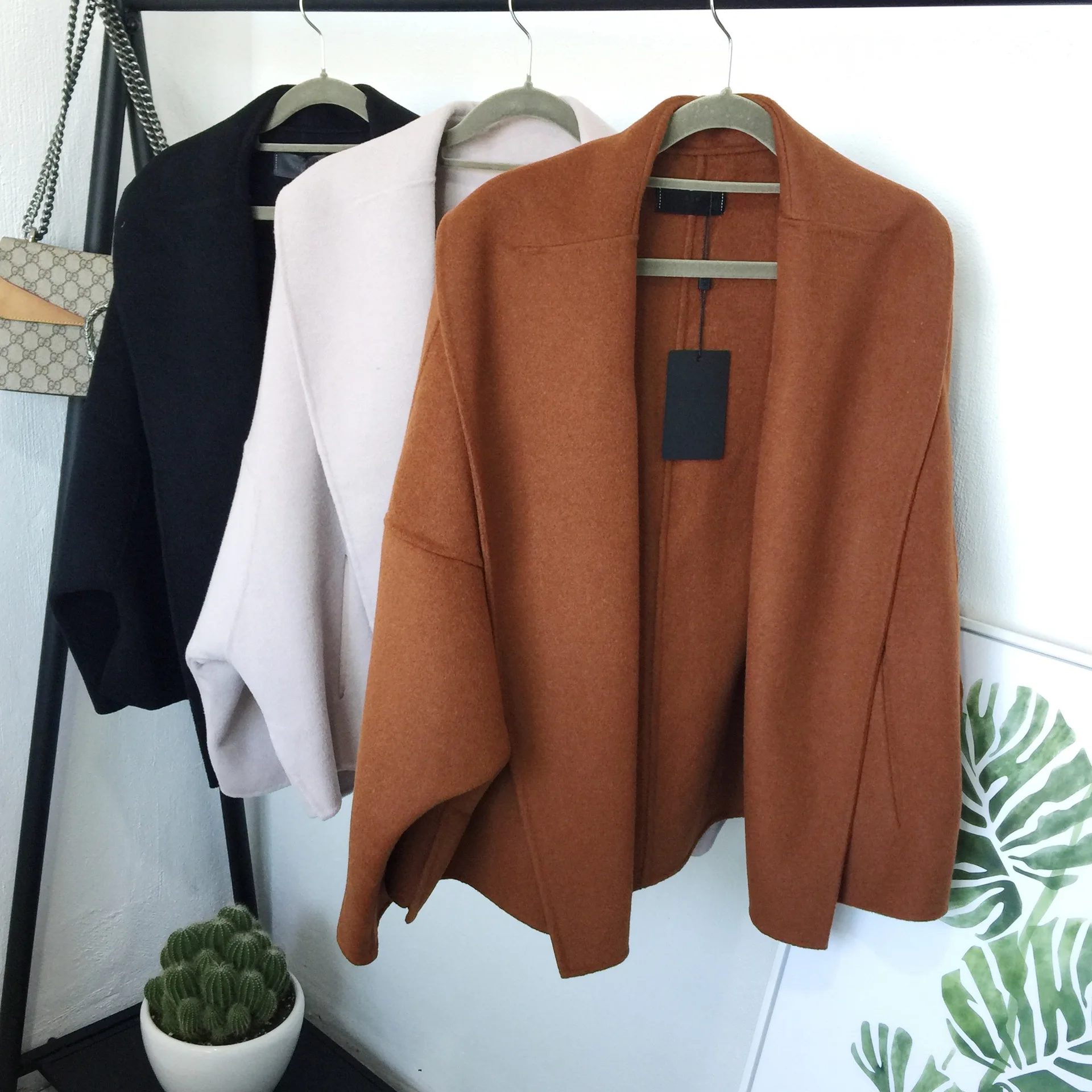High Quality Elegant Lady Double-sided Cashmere Wool Coat Loose Casual Windproof Feminine Coat Long Sleeve Winter Long Cardigans