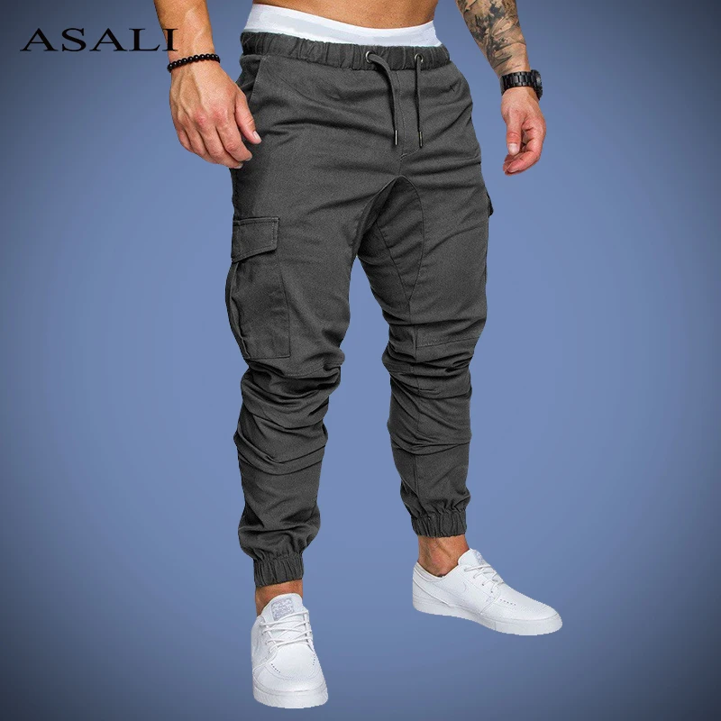 

Solid Color Pants Men New 2019 Casual Joggers Elastic Long Trousers Pantalon Homme Military Cargo Pants Men Leggings Pencil Pant