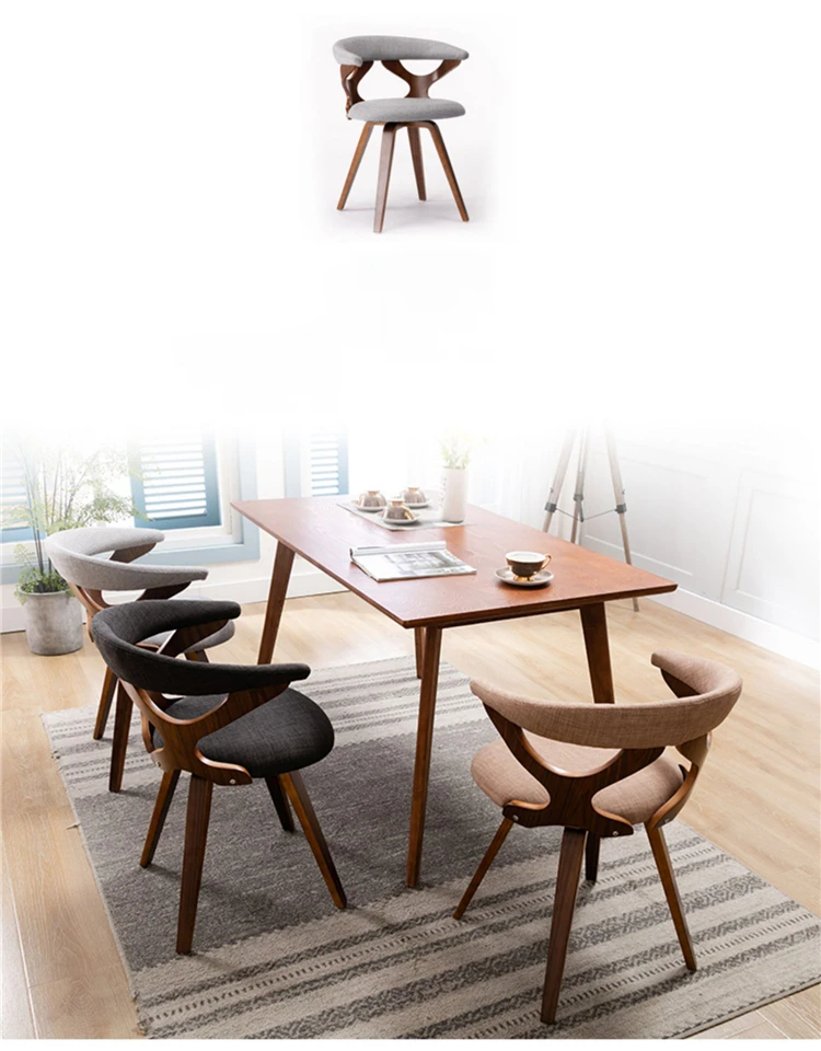 Description Picture 3 of itemOriental Dining Chair Kitchen Furniture Rotatable Study Computer Chair Minimalist Modern Solid Wood Dining Chairs Home Armchair