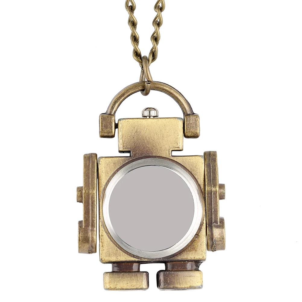 Attractive Robot Shape Pocket Watch for Male Necklace Stylish Open Face Quartz Pendant Watch for Kids Gift montre gousset homme