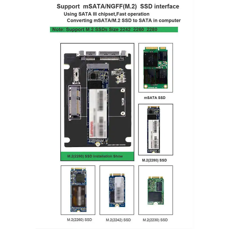S107-Rtk адаптер карты расширения все 2 в 1 mSATA-Sata Ngff(M.2) к Sata Iii Sata3 конвертер твердотельный диск для Deskt