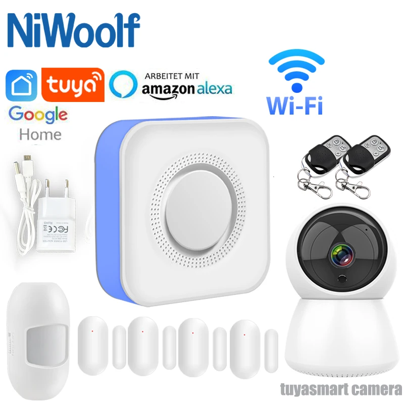 Система охранной сигнализации Tuya Wi-Fi совместима с Alexa Google Tuyasmart Smart Life APP IOS Android 2021 |