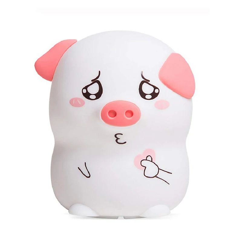 Cute Pig Силиконовый Ночной светильник с сенсорным сенсором, светодиодный светильник с питанием от USB, милая лампа в виде поросенка для детей, прикроватный ночник для детей, подарок для спальни, ночник s - Испускаемый цвет: Cute Pig