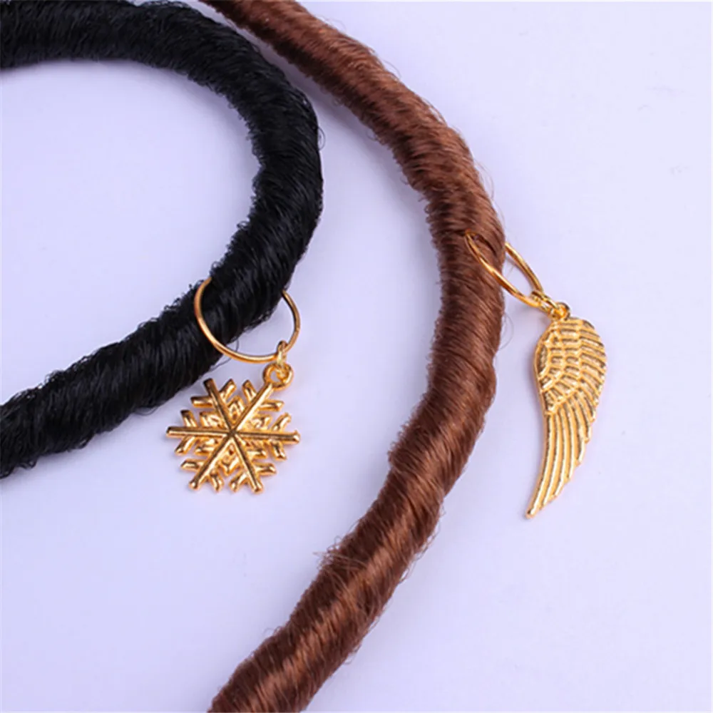 10Pcs/Pack Golden 11 Styles Charms Hair Braid Dread Dreadlock Beads Clips Cuffs Rings Jewelry Dreadlock Accessories
