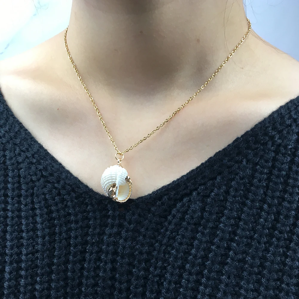 FINE4U N190 летние пляжные ювелирные изделия миниатюрное Natural Sea Shell Кулон ракушка
