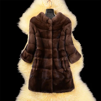 

2019 winter new whole mink fur coat women's long section fashion generous horizontal drainage mink fur coat