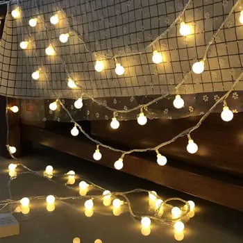 Łańcuchy świetlne kulkowe gwiaździste dekoracje świąteczne oświetlenie imprezowe łańcuchy świetlne 10LED łańcuchy świetlne girlanda żarówkowa LED Guirlande Lumineuse LED tanie i dobre opinie ISHOWTIENDA Piłka CN (pochodzenie) Lighting Strings