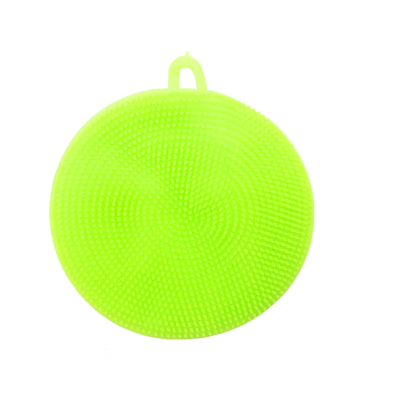 1pcs Green Силиконовая губка для мытья посуды скруббер кухонная Чистка антибактериальное средство мягкая Чистящая Антибактериальная щетка кухонные инструменты - Цвет: 1pcs Green