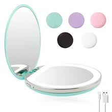 5 Color 3/10X Magnifying Lighted Makeup Mirror Light Mini Round Portable LED Make Up Mirror Sensing USB Chargeable makeup mirror