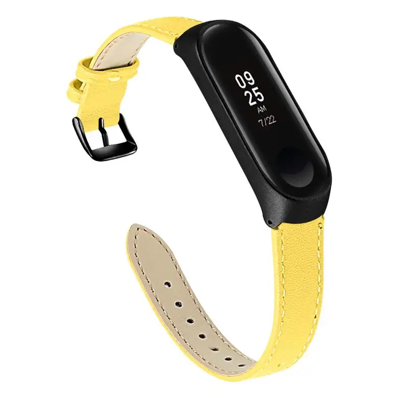 Кожаный ремешок для mi Band 4 3 ремешок для xiaomi mi 4/3 аксессуары браслет mi band 4 Ограниченная серия браслет с узором - Цвет ремешка: yellow