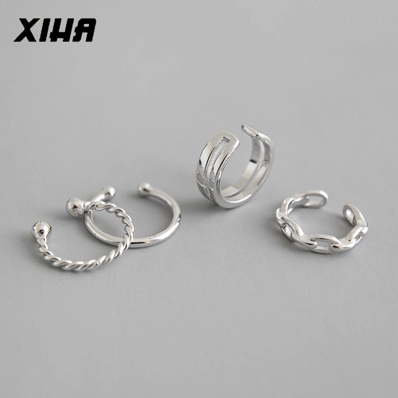 

XIHA Clip Earrings without Piercing for Women No Ear Hole Earring Korean Fashion Style U Shaped Silver Ear Cuff Minimal Jewelry