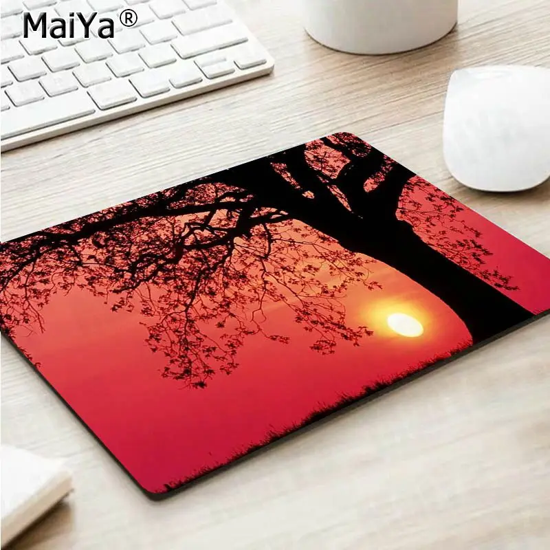Not Lock Edge18x22cm Игровой коврик для мыши Maiya Landscape Tree из натурального каучука, Настольный коврик, версия скорости/управления, большой игровой коврик для мыши - Цвет: Not Lock Edge18x22cm