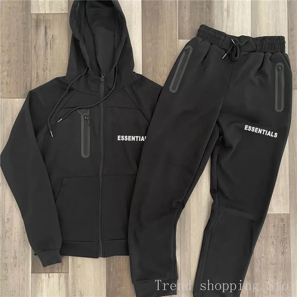 21SS Essentials Hoodie Set Men's Women's Fashion Sweatshirt 2piece Set Essentials Casual Sweatpants Hip Hop Jogging Sports Set mens 2 piece set