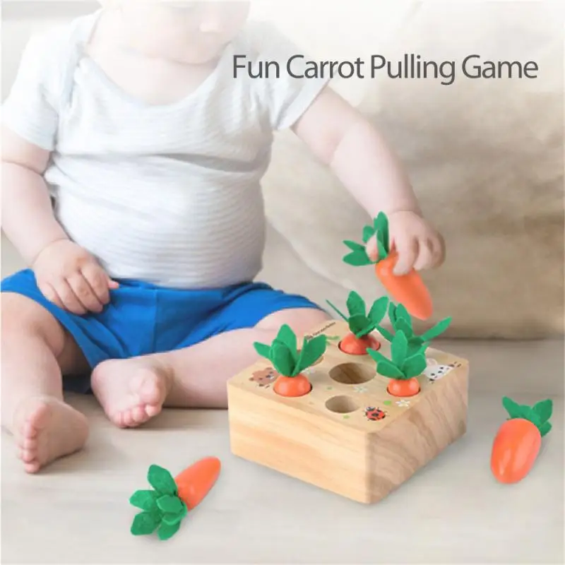Montessori Toy Wooden Toys Pulling Carrot Shape Matching Size Cognition Baby Toy Educational Toy For Children Kids Gift Dropship