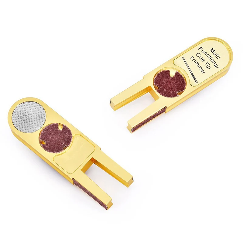 Billiard Pool Cue Tip Shaper Tool, U Shaped Multi Functional Cue Tip Trimmer for Cue Snooker Tips- Gold