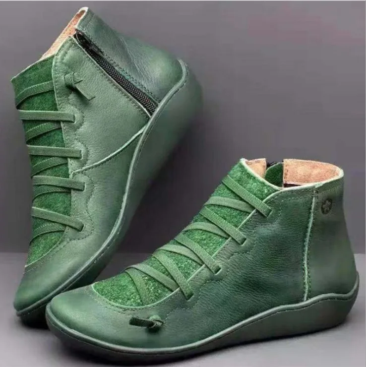 Fujin/высококачественные женские ботильоны из мягкой кожи; женские ботинки без застежки; сезон весна-осень; ботинки; удобная обувь - Цвет: Зеленый