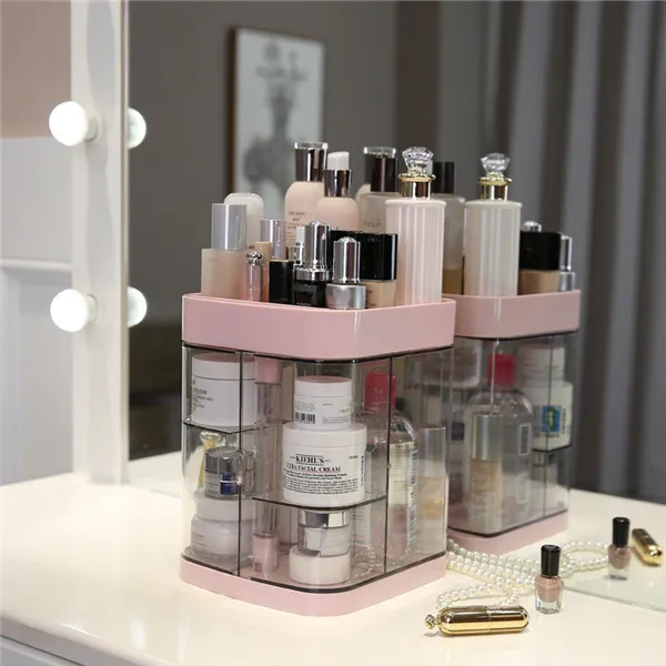 Makeup Organizer Box MSJO макияж органайзер; контейнер для хранения пылезащитный 360 прозрачный органайзер для косметики для струйного принтера Desk Косметика органайзер ящик для хранения для ванной комнаты - Цвет: Makeup Organizer Box