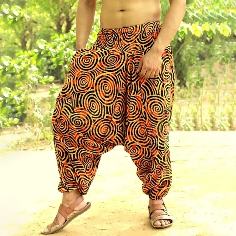 Men Hip Wide Leg Trousers Baggy Cotton Linen Pants Casual Long Pantalones 2020 New Loose joggers streetwear | Мужская одежда