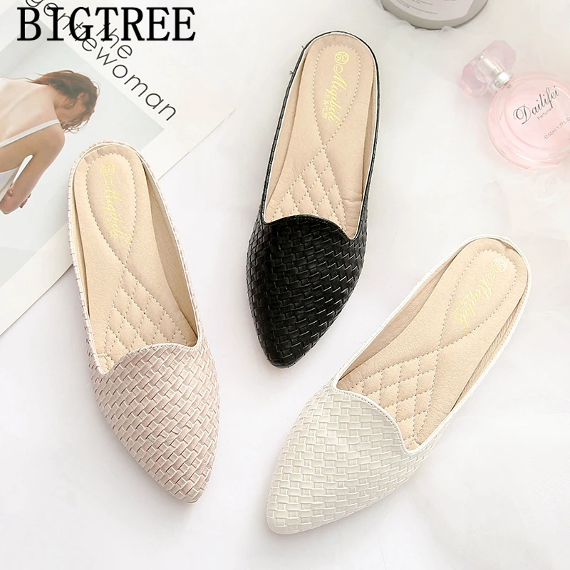 Half Shoes For Ladies Leather Shoes Women Pointed Toe Flats Black Shoes For  Women Fashion Zapatos Comodos De Mujer Schoenen 2022 - Flats - AliExpress