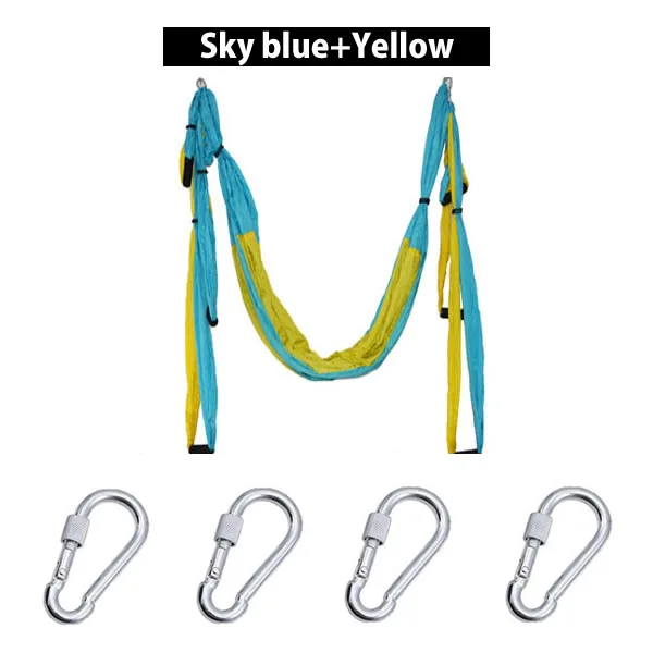 Sky blue with Yellow 6 ручек, антигравитационный гамак для йоги, трапециевидный домашний гимнастический подвесной ремень, Свинг ремень, устройство для пилатеса с воздушной тягой, 2,5*1,5 м - Цвет: Sky blue with Yellow