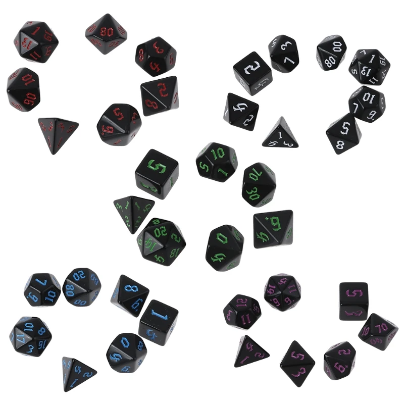 7 Pcs Resin Polyhedral Dices Numbers for DND RPG MTG Dials Desktop Table Board Game Dice Toys