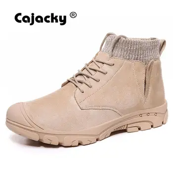 

Brand Warm Plush Men Snow Boots Waterproof Winter Men Ankle Boots Cow Suede Leather Men Sneakers High Top Botas Hombre Outdoor