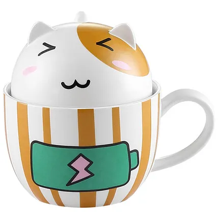 E Kawaii мультяшная кружка для влюбленных, креативная керамическая чашка для молока, индивидуальный фарфоровый чайный стакан 350 мл, милый стакан для друзей, подарок для детей - Цвет: E