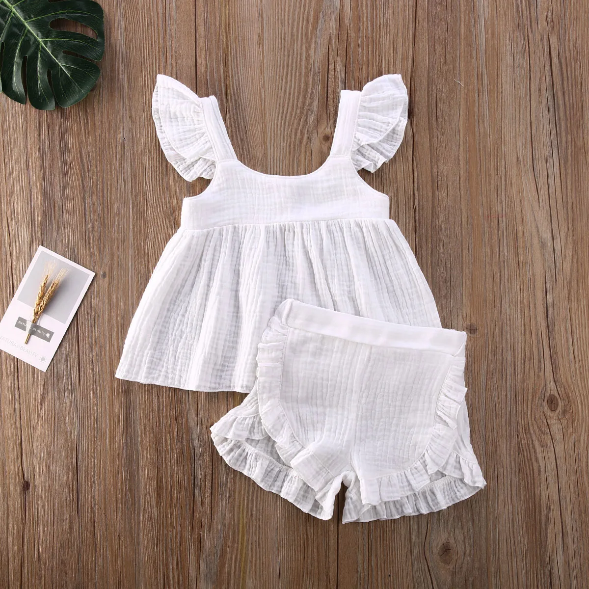 

2020 Baby Summer Clothing Infant Kids Baby Girl Cotton Linen 2Pcs Set Outfits Shirt Dress Tops PP Shorts Bottoms Solid Sunsuit