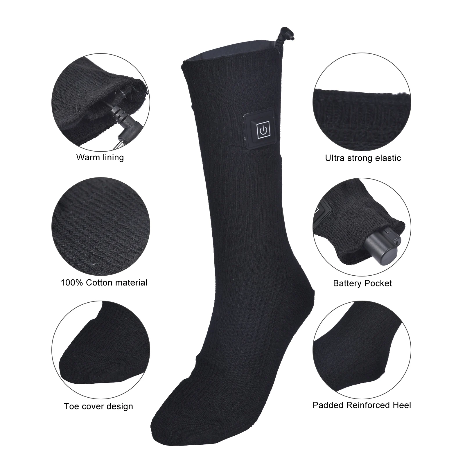 3.7V Electric Heating Socks Rechargeable Battery Powered Winter Wamer Socks Foot Wamer Outdoor Camping Skiing Cyling