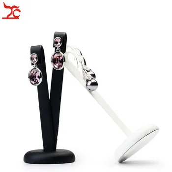 

V Shape Display Stand White / Black PU Leather Earring Display Holder Rack Jewelry Organizer Showcase jewelry stand