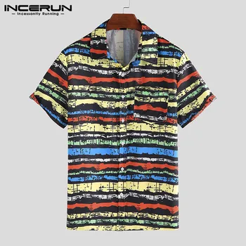 

Fashion Printing Mens Hawaiian Shirt Lapel Short Sleeve 2020 Breathable Blouse Summer Vacation Men Casual Shirts S-3XL INCERUN 7