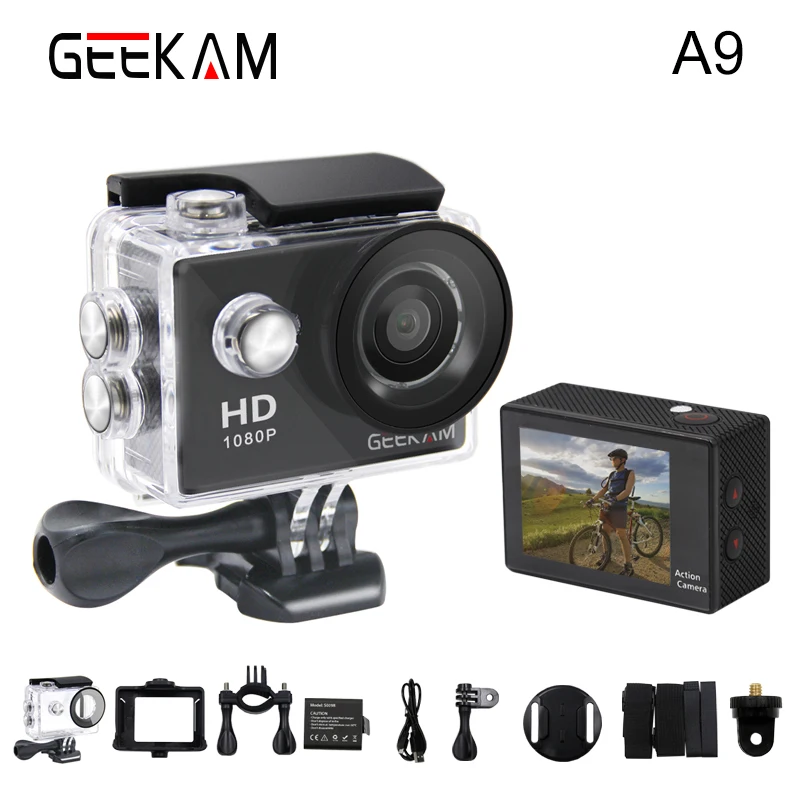 GEEKAM A9 экшн-камера 1080P 140D Full HD 2 ''30 м Водонепроницаемая открытая мини-камера 1920*1080 go Sports Video pro камера