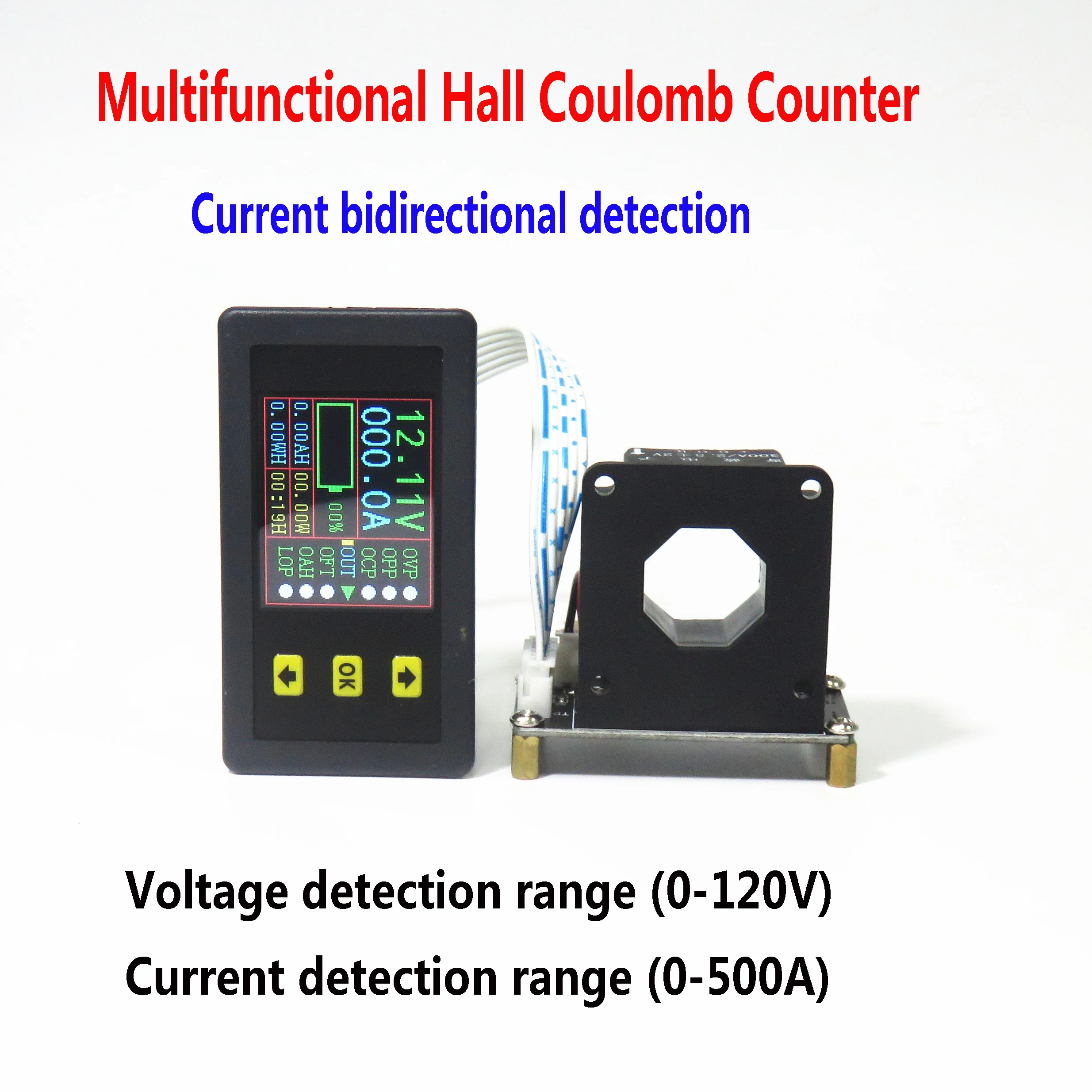 0-500A Hall Coulomb Meter Digital LCD DC Bidirectional Voltage Current Power Capacity Time Battery Monitor Voltmeter Ammeter | Электроника
