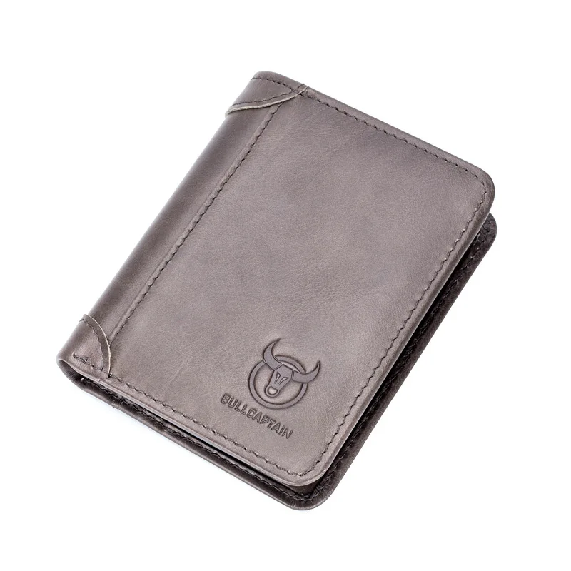 Dark Gray BULL CAPTAIN, брендовый кошелек из натуральной кожи, три сложения, RFID, Карманный Кошелек для мужчин, держатель для карт, ID, чехол для кредитных карт, мужской кошелек из воловьей кожи - Цвет: Dark Gray