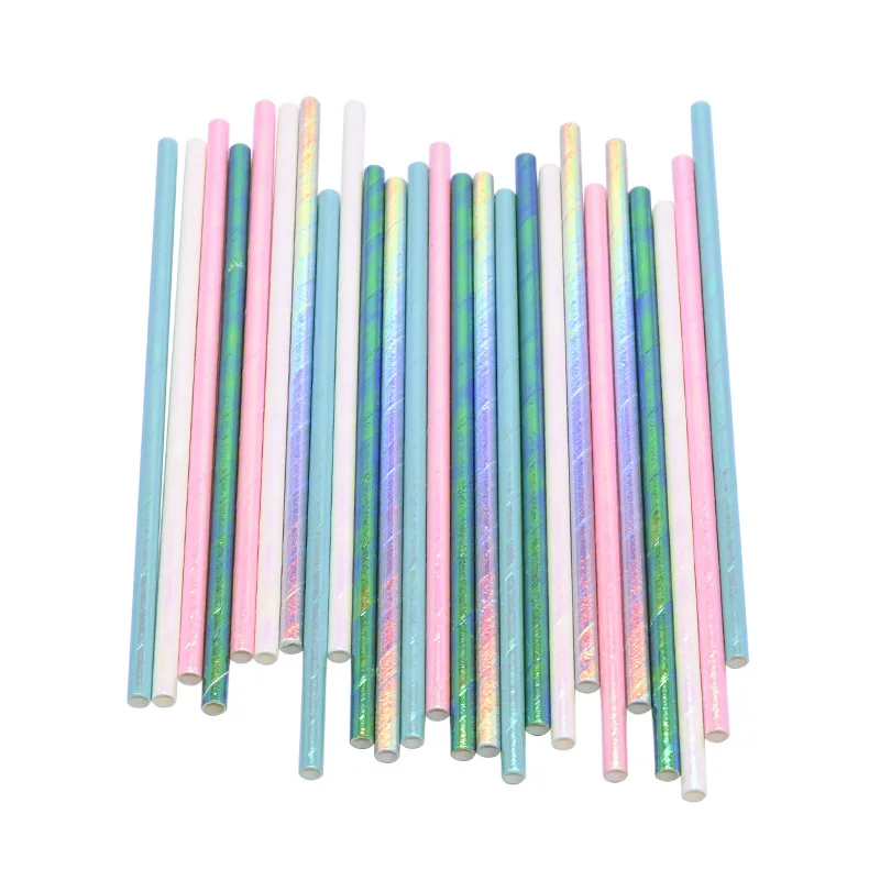 

25Pcs Glitter Solid Color Paper Straws Baby Shower Environmental Straws Wedding Birthday Party Kid Drinking Straw