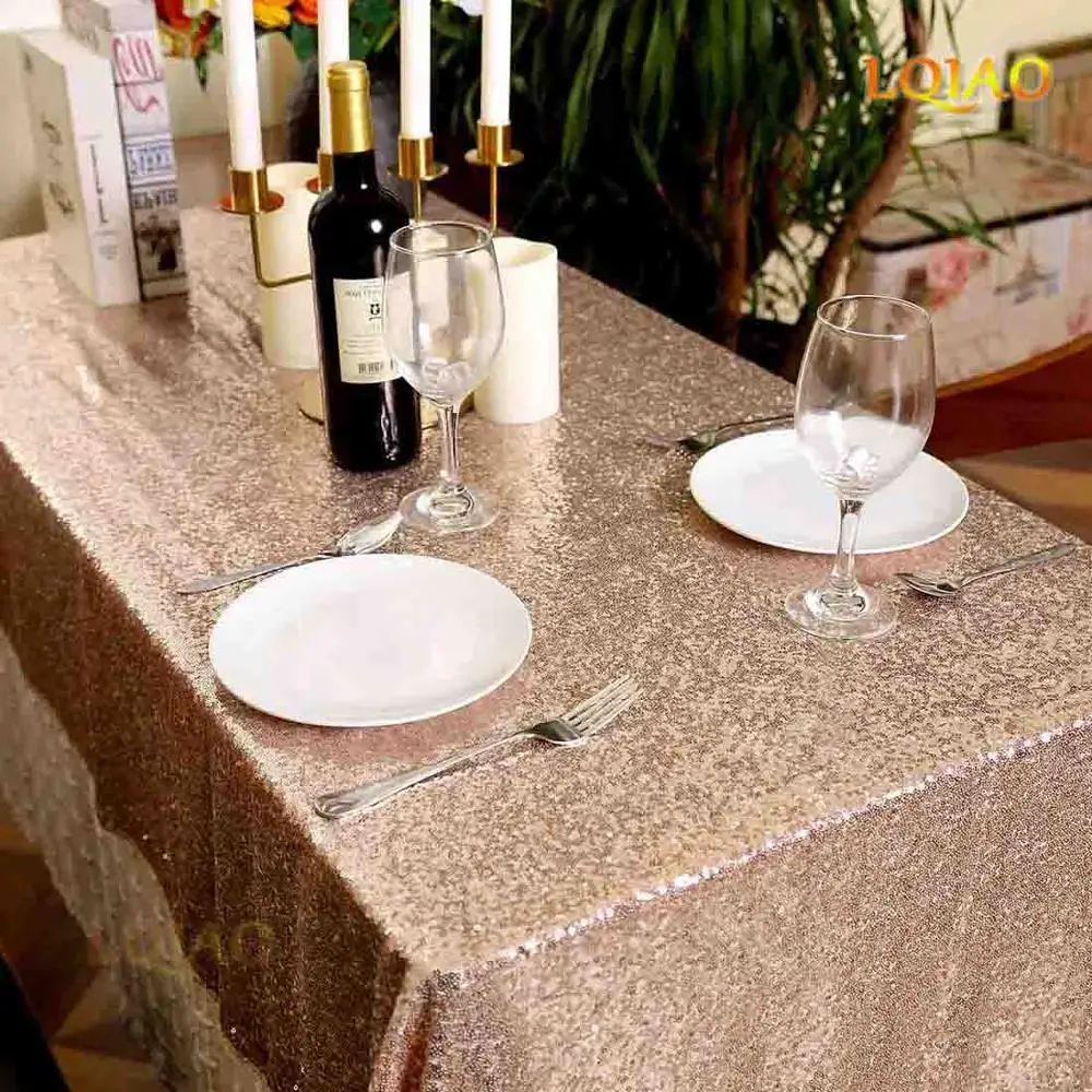 Champagne Gold Прямоугольная скатерть с блестками 120x200 см/120x400 см-скатерть из розового золота с блестками для свадебной вечеринки, Рождественское украшение - Цвет: Champagne Gold