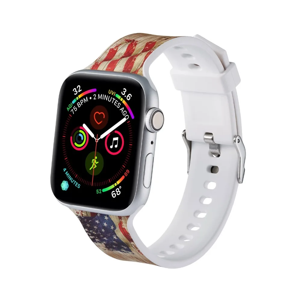 Foloy окрашенный ремешок для Apple Watch 4 3 2 1 Мягкие силиконовые спортивные 38 мм 42 мм полосы резиновый ремешок для Iwatch серии 4 40 мм 44 мм