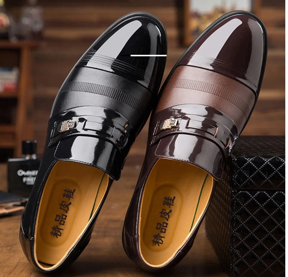 Г.; Мужская официальная обувь; мужские туфли-оксфорды из лакированной кожи с острым носком без застежки в деловом стиле; модельные туфли; большие размеры