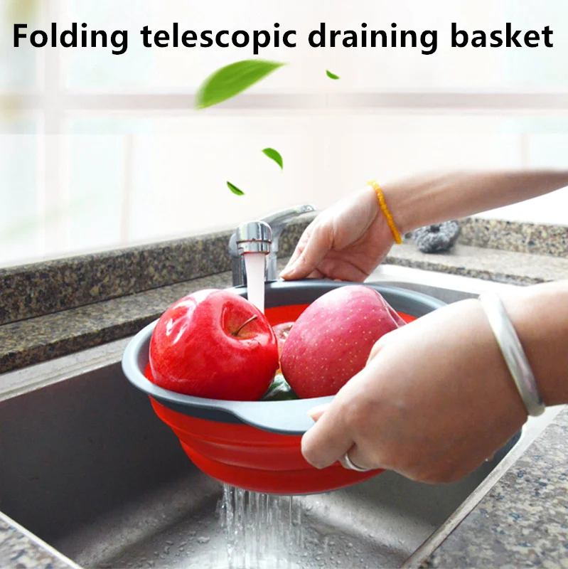 

Foldable Drain Basket Fruit And Vegetable Basket Round Filter 2Pcs/Set Of Kitchen Storage Tools For Easy Cleaning Of The Basket