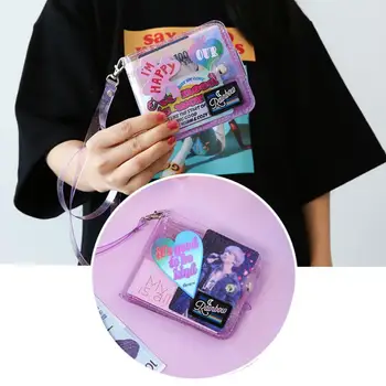 

1pcs Transprent Fold Jelly Neck Wallet Laser Coin Purse Letter Monnaie Bag Ins Card Bag Holder Mini Porte Korea Femme A8L8