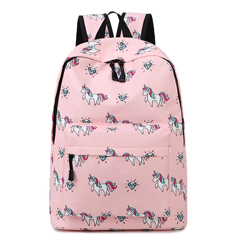 Pink Unicorn Красочные школьные сумки для девочек-подростков, рюкзаки, нейлоновые, водонепроницаемые, для подростков, студентов, сумки для книг, большие, для колледжа, отдыха, Schoobag - Цвет: Pink Unicorn