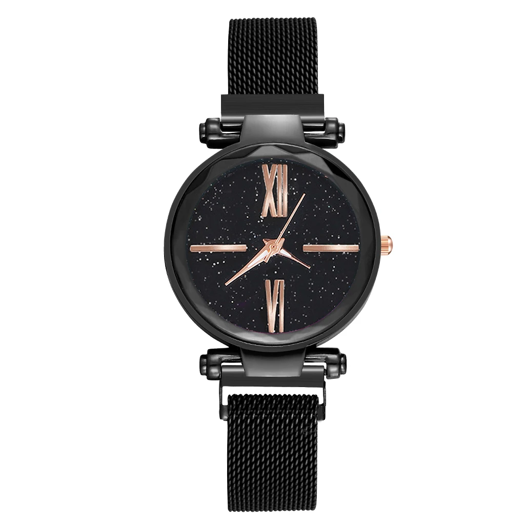 Женские часы Montre Femme сетчатые магнитные звездное небо часы роскошные женские часы римский циферблат кварцевые наручные часы Relogio Feminino
