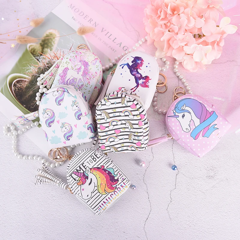 Kids Small Cute Cartoon Unicorn Coin Purses Women Wallets Kawaii Card Holder Key Money Bags For Girls Ladies Purse Dropshipping