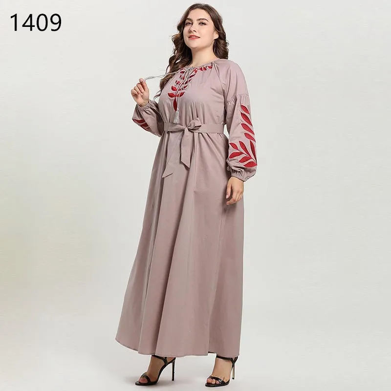 CPS1409 Middle East O-neck Long Evening Dress Tassel Bowknot Arabic Dubai Evening Gown Patterns Muslim Robe de Soiree Abendkleider - Цвет: CPS1409