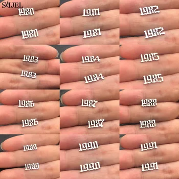 

SMJEL Personalize Old English Earrings Custom Numerals Numbers Year Date Stainless Steel Earings Jewelry Anniversary Gift bijo