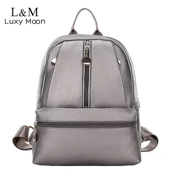 

Women Soft Leather Backpack Fashion Teenage Girls School Backpacks Casual Daypack Female Solid Travel Backpack mochila XA842H